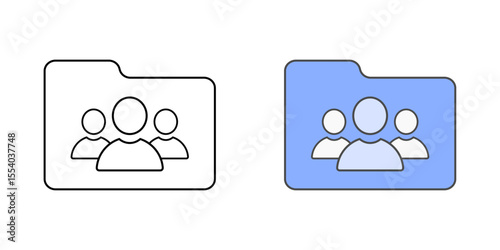 Department-specific access icon with user group and folder, in outline and color styles, ideal for illustrating team-based permissions, restricted file access, and IT access control by department.