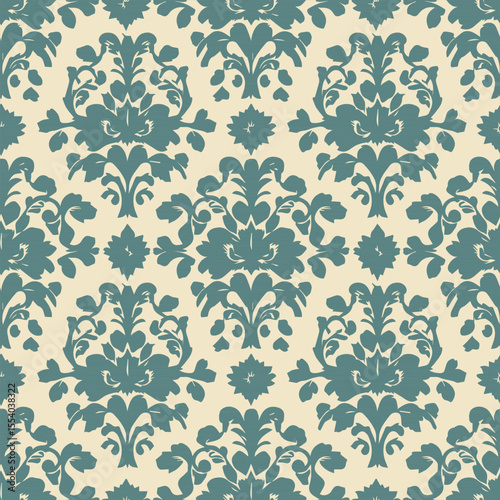The daemas rococo pattern is seamless. Muted Teal on Sand is calm and simple. Vector-shaped wallpapers.