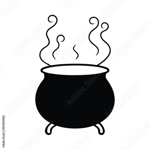 Mystical witch s bubbling cauldron emitting magical steam swirls perfect for halloween or fantasy themed designs on a clean white background