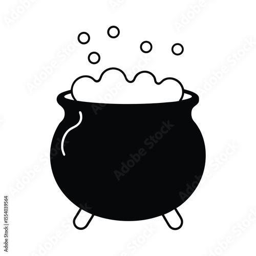 Vibrant bubbling cauldron overflowing with magical glowing potion fantasy potion brew mystical elixir in a dark pot fantasy art illustration