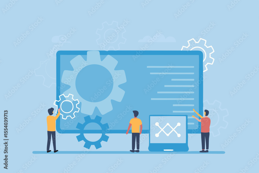 business team analytics graph report on web dashboard monitor concept and flat vector illustration design data analytics research for business finance investment planning business team analytics graph report on web dashboard monitor concept and flat vector illustration design data analytics research for business finance investment planning