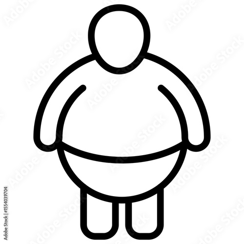 This icon represents a human figure with specific overweight or obesity conditions important in the context of health, nutrition and fitness.
