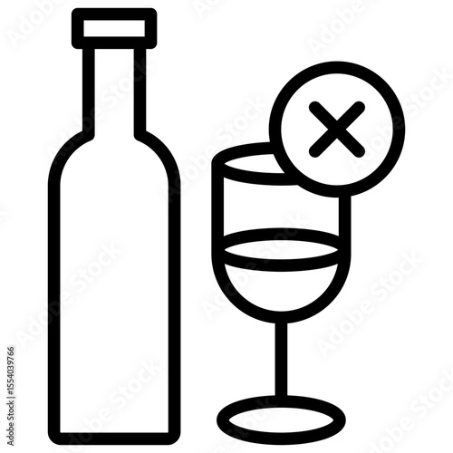 The black icon of the drink bottle and the prohibition symbol convey the prohibition on drinking alcohol
