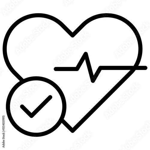 Heart icon with electrocardiogram graph of heartbeat waves that have been verified in healthy standards and the condition of the organ is functioning normally.