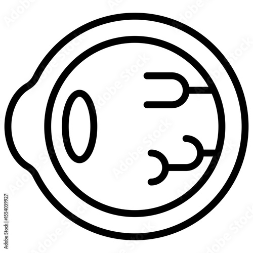 The icon of a human eyeball, serves to communicate information related to vision and eye health.

