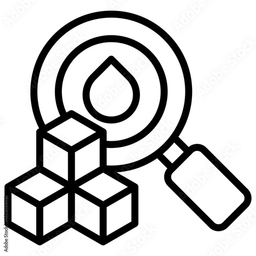 Concept icon for analysis, testing or research, especially in relation to sugar and fluids in diabetics
