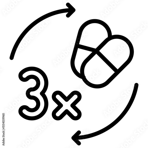 The bottle icon and the instruction to take the medicine three times a day are effective in communicating the frequency of taking the medicine.