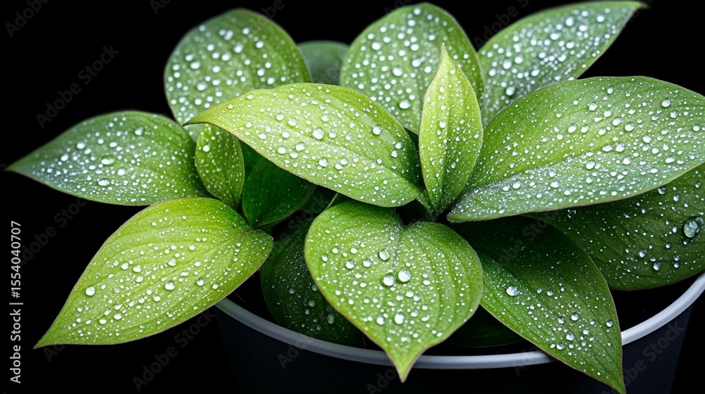 Fototapeta premium Dew-Kissed Green Leaves