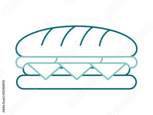 Sub sandwich icon. Fast food outline icon. Simple junk food and street food vector illustration in modern thin line style.
