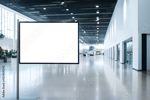 Blank Signage Display in Sleek Modern Convention Center for Professional Event Branding