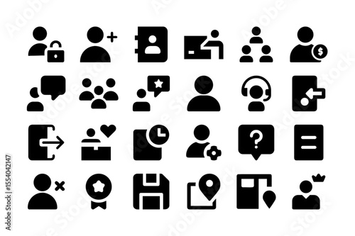 User and customer solid fill icon set