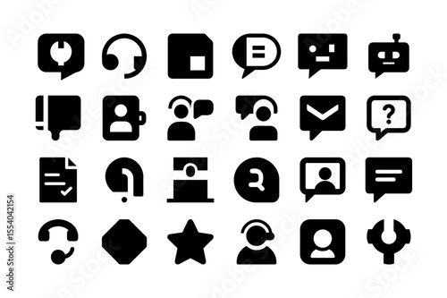 Support and help center solid fill icon set