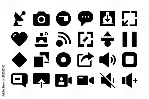 Video and streaming solid fill icon set