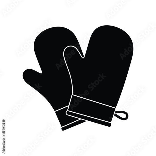 Pair of Oven Mitts Silhouette - Kitchen Cooking Baking Accessory