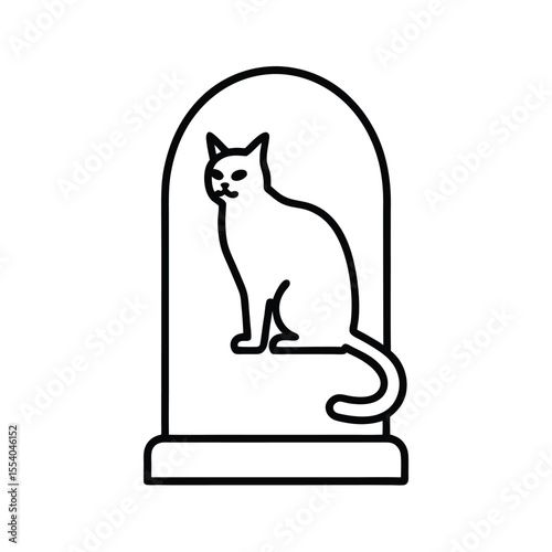 Whimsical black cat gracefully perched atop a weathered tombstone set against a clean white background ideal for halloween or gothic themes