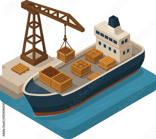 Luxury Cargo ship loading dates and spices in Jeddah port