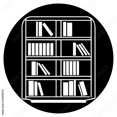 Bookshelf icon silhouette vector for World Book Lovers Day, perfect for print and digital use in banners, flyers, school projects, reading campaigns, and book clubs.
