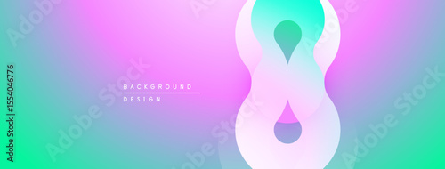 Abstract design features soft gradients, flowing shapes. Pink, purple, turquoise hues create calming visual effect. Minimalist composition.