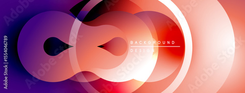Abstract fluid shapes, gradients, vibrant colors create modern background. Overlapping circles, smooth transitions define design.