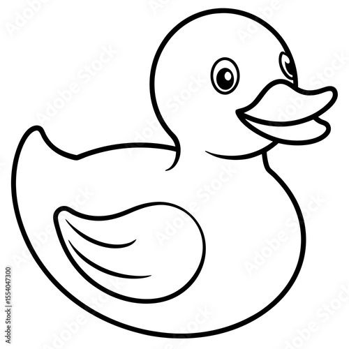 Simple outline drawing of a happy rubber duck toy for bath time fun