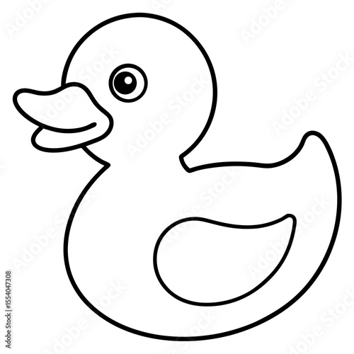 Simple outline drawing of a classic rubber duck toy for bath time fun
