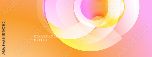 Abstract colorful layers create dynamic visual effect. Soft gradients blend orange, yellow, pink hues. Modern design element.