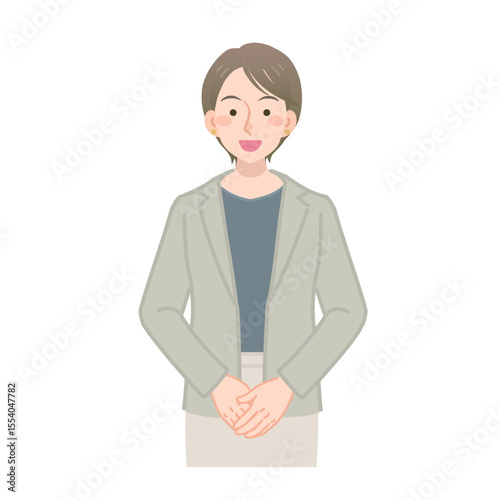 笑顔で応対するキャリアウーマンのベクターイラスト