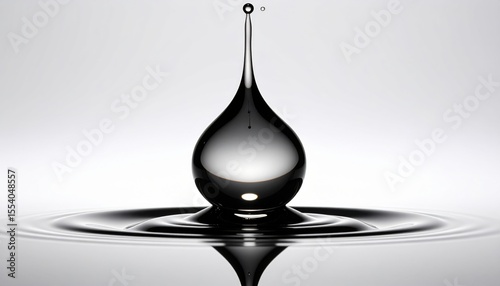 Single Water Drop Splash Reflection