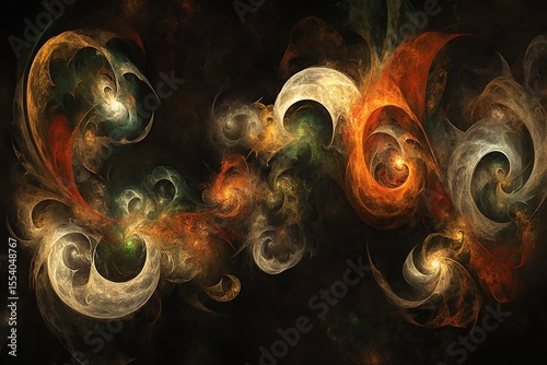 Swirling Abstract Fractal Art with Dynamic Motion, Rich Colors and Intricate Details for Design