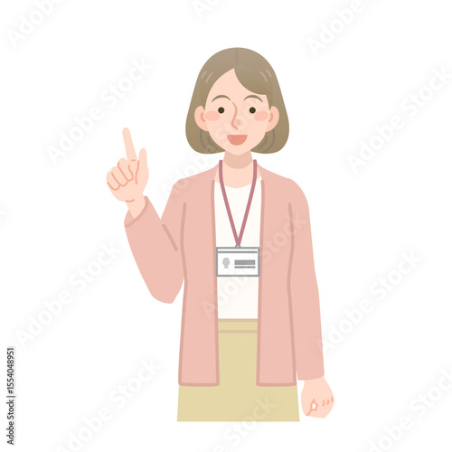 指差しをする女性職員