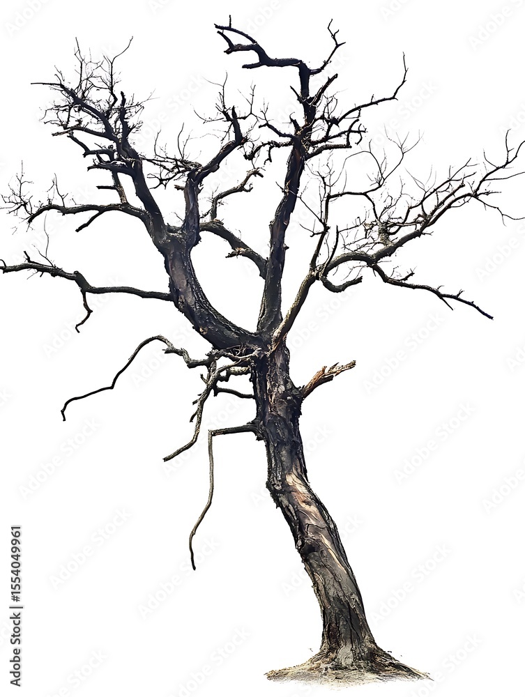 Obraz premium Dead tree isolated on white background.