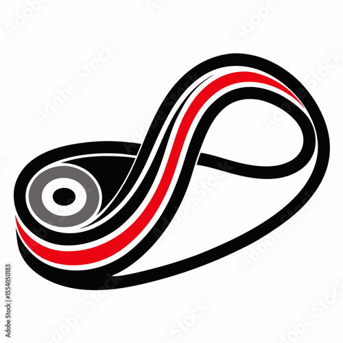 Car serpentine belt with thick, clearly defined strokes vector icon on white background.
