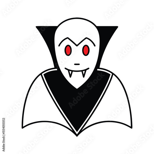 Stylized vampire silhouette with piercing glowing red eyes a striking graphic element for horror or fantasy themes