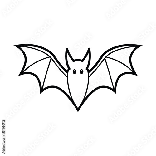 A stylized illustration of a bat winged vampire in mid flight against a clean stark white background evoking a sense of gothic horror and nocturnal mystery