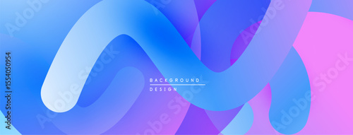 Abstract fluid shapes blend blues, purples, pinks. Gradient colors create dynamic background design. Smooth curves suggest movement.