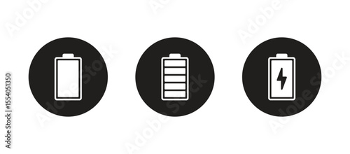 Battery icon set vector. battery charging symbol, battery charge level vector