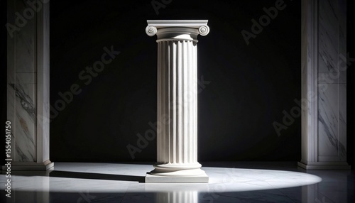 Elegant White Column Pedestal In Studio Setting