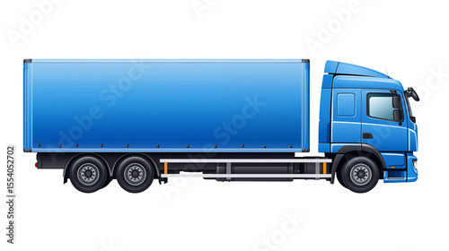 A bold blue delivery truck is presented on a black backdrop for logistics themes.