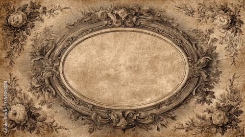 Ornate Vintage Frame with Floral Design and Textured Background
