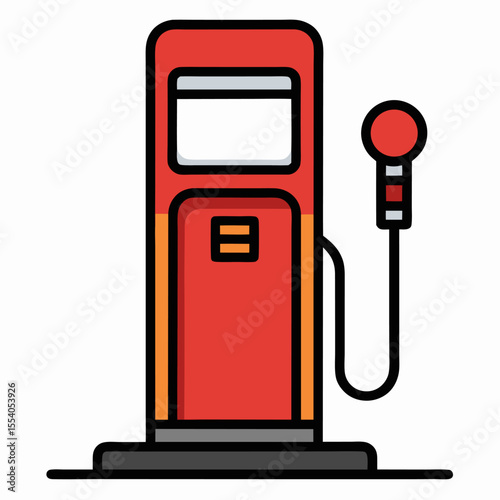 A retro gas pump colorful vector icon on white background.