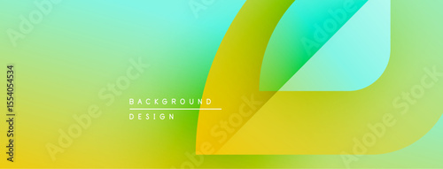 Abstract gradient background. Yellow, green hues blend smoothly. Minimalist design features flowing shapes, text elements present. Modern aesthetic.