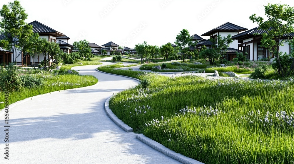 Fototapeta premium Serene Village Pathway