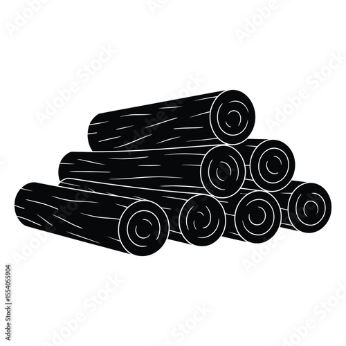 Stack of Firewood Logs Silhouette - Rustic Woodpile Icon