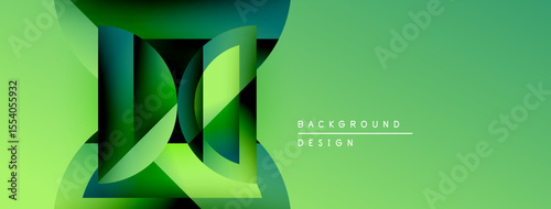 Abstract green design. Layered shapes create dynamic visual effect. Modern background suitable for presentations, branding.