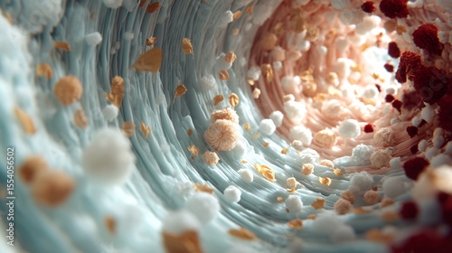 Abstract Representation of Gut Health with Glowing Elements