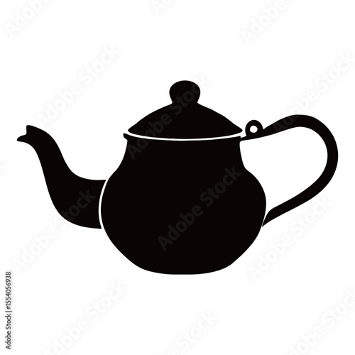 Silhouette image of a teapot on a white background