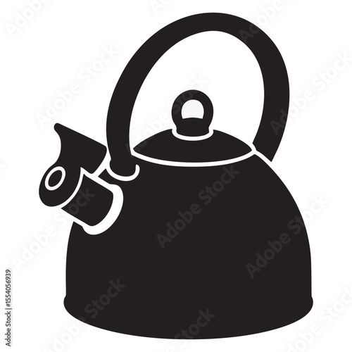 Silhouette image of a teapot on a white background