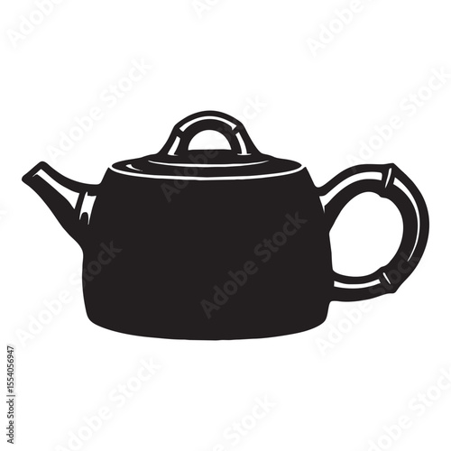 Silhouette image of a teapot on a white background