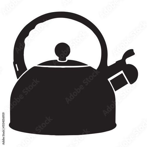 Silhouette image of a teapot on a white background