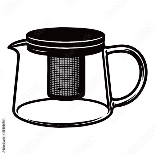 Silhouette image of a teapot on a white background
